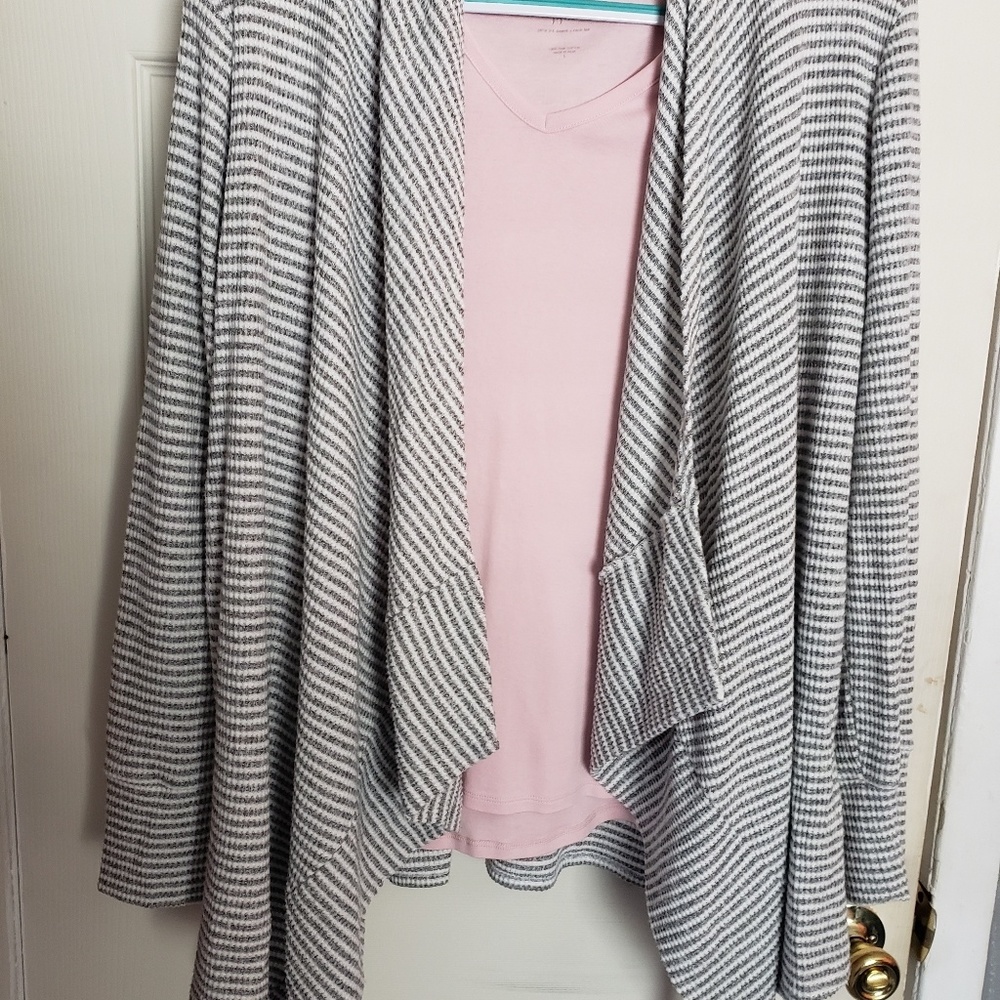 Chico's Draped Striped Cardigan